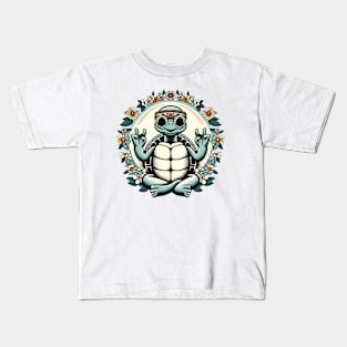 Hippie Meditating Turtle Kids T-Shirt